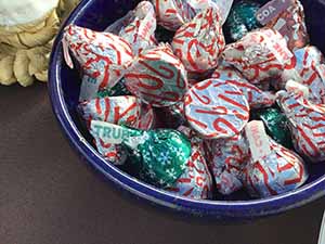 neighbors gather at for Thanksgiving Day potluck dinner