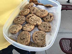 neighbors gather at park for potluck dinner birthday party