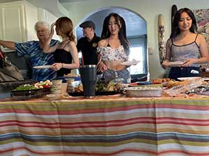 Potluck dinner pool party with Arizona neighbors and 14 ESL students from Japan