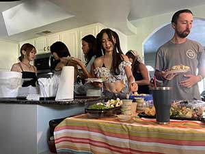 Potluck dinner pool party with Arizona neighbors and 14 ESL students from Japan