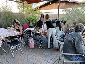 Potluck dinner pool party with Arizona neighbors and 14 ESL students from Japan