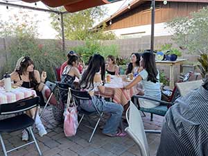 Potluck dinner pool party with Arizona neighbors and 14 ESL students from Japan