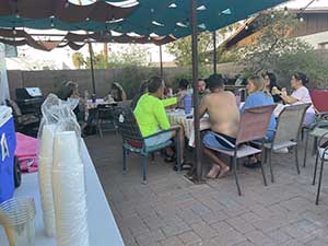 Potluck dinner pool party with Arizona neighbors and 14 ESL students from Japan