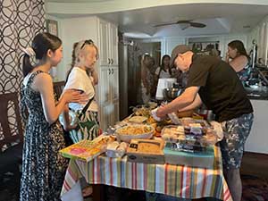 Potluck dinner pool party with Arizona neighbors and 14 ESL students from Japan