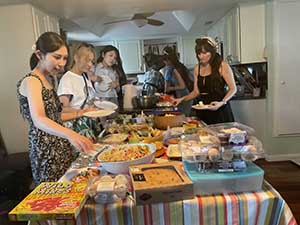 Potluck dinner pool party with Arizona neighbors and 14 ESL students from Japan