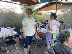 Potluck dinner pool party with Arizona neighbors and 14 ESL students from Japan