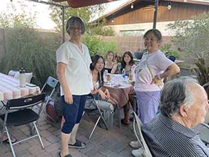 Potluck dinner pool party with Arizona neighbors and 14 ESL students from Japan