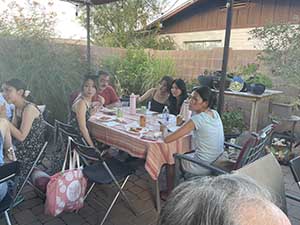 Potluck dinner pool party with Arizona neighbors and 14 ESL students from Japan