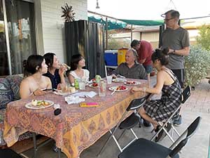Potluck dinner pool party with Arizona neighbors and 14 ESL students from Japan