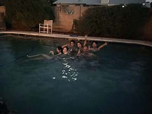 Potluck dinner pool party with Arizona neighbors and 14 ESL students from Japan