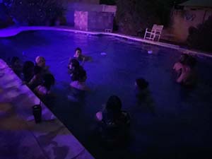 Potluck dinner pool party with Arizona neighbors and 14 ESL students from Japan