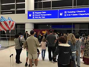 Japanese ESL students arrive at Sky Harbor Airport in Phoenix, Arizona