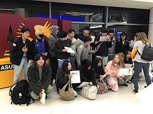 Japanese ESL students arrive at Sky Harbor Airport in Phoenix, Arizona