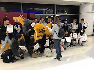 Japanese ESL students arrive at Sky Harbor Airport in Phoenix, Arizona